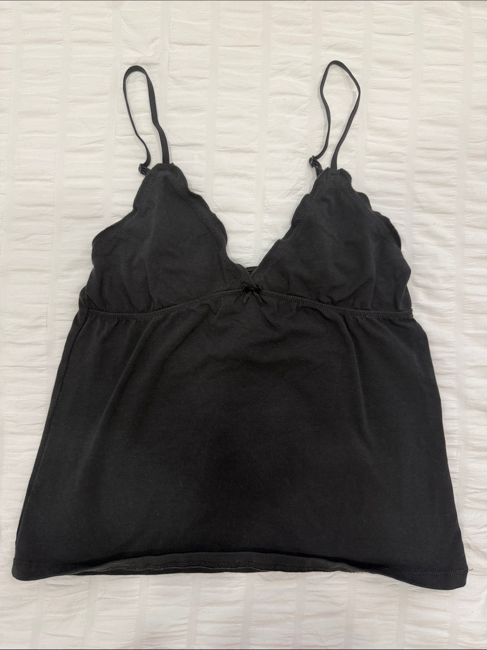Brandy Melville Black Scalloped Lace Trim Cami